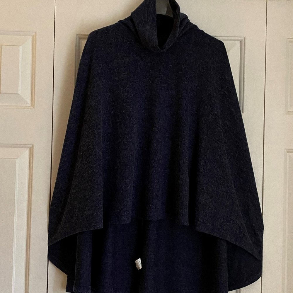 Comfy and stylish blue turtle neck poncho